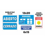 Cartel Horarios Abierto/cerrado 15x20 Pack Personalizado