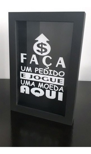 Quadro Cofre Faça Um Pedido Em Mdf Preto 30x20x4