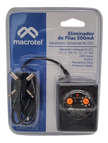 Eliminador De Pilas 500ma- Adaptador Universal Ac/dc Macrote