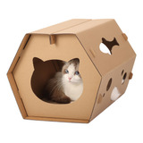 Mohold Casa De Cartón Para Gatos Con Rascador, 17 X 14 X 12