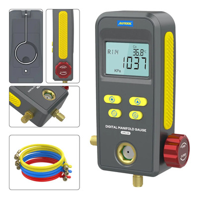Vacuometro Manómetro Digital colector Refrigeración Hvac probador de Fugas\u002FTempe Con tubo de 1,5M Para R134a R1234YF R32 R410A AUTOOL LM110+ | Envío gratis