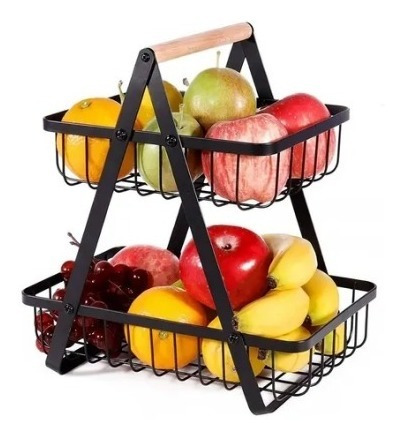 Frutero Cesta De Cocina 2 Niveles Rack Organizador Fruta Pan