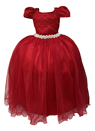 Vestido Infantil Daminha Longo Vermelho Florista Formatura