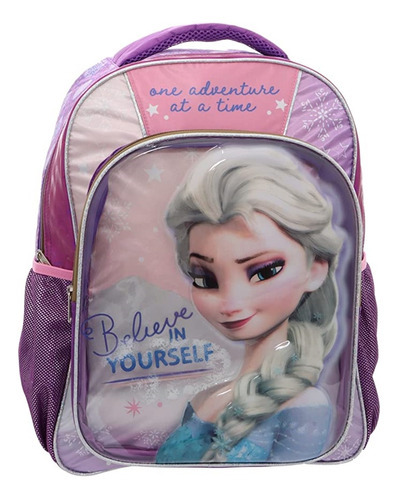 Mochila Escolar Grande Primaria Ruz Disney Princesas Frozen Elsa 174581 Color Rosa Diseño De La Tela Liso