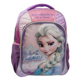 Mochila Escolar Grande Primaria Ruz Disney Princesas Frozen Elsa 174581 Color Rosa Diseño De La Tela Liso