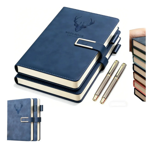 2 Cuadernos A5 Tapa Dura De Piel, 360 Páginas + 2 Bolígrafos | MercadoLibre