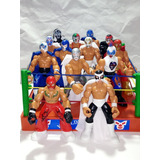 Ring Lucha Libre + 7 Luchadores Patones + 4 Cinturones 