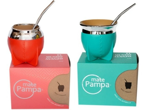 Mate Pampa + Bombilla Simil Cuero Térmico Regalo