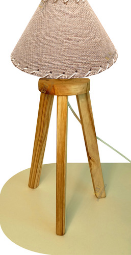 Velador Tripode Madera Lampara Escritorio Moderna Led  