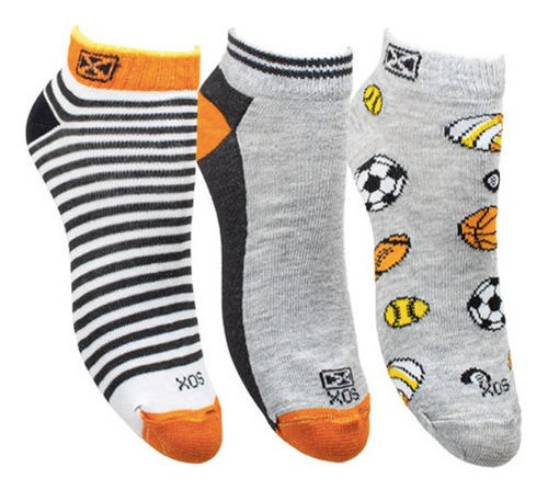 Medias Sox Niños Tripack 80%algodón Talon Punt Reforz Ni351c