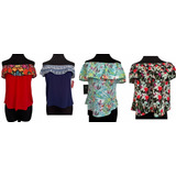 Blusa Campesina Combo/lote -4 Piezas Outlet/saldos Mchn