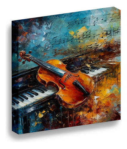 Cuadro Lienzo Canvas Violin Piano Oleo Sala Estudio 60*80cm