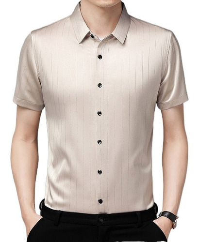 Camisa De Seda A Rayas Para Hombre Camisas De Vestir De Nego