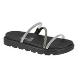 Sandália Tamanco Vizzano Feminina Birken Strass Brilho Flat