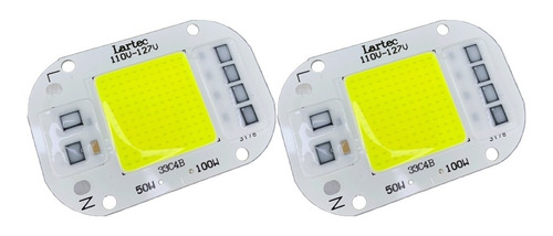 02 Chip Led Para Refletor Luz Fria Não Precisa Reator 100w