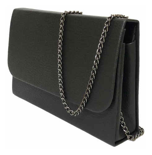 Bolsa Clutch Casamento Balada Social Casual Alça Corrente Cor Preto Com Grafite