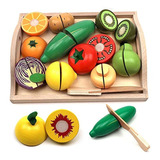 Juego De Verduras De Frutas De Madera Para Niños