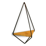 Porta Maceta Estante De Pared Triangulo Hierro Madera 60 Cm