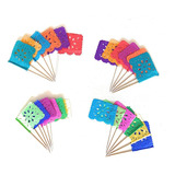 Juego 24 Banderas Papel Mexicano Multicolor Papel Picado Ban