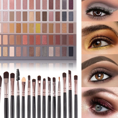 Paleta De Sombras Ucanbe 60 Cores + Conjunto De Pincéis De M