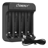 Ct-energy Cargador De Bateria De Litio Aa Recargable, Cargad