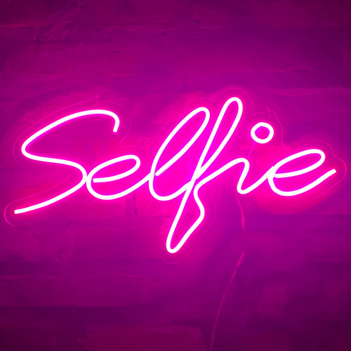Placa Luminária Neon Led - Selfie 50x25cm