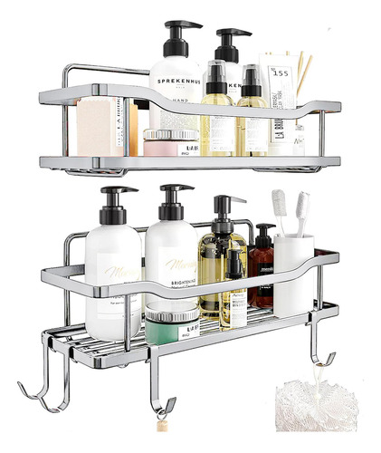 Organizador De Ducha Repisa Baño Adhesivo Set 2 Inoxidable