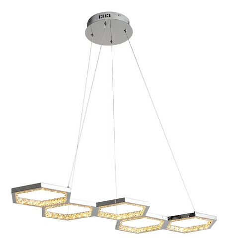 Pendente Colméia Cromado Cristal Âmbar 54w 3000k Dw001 Bella