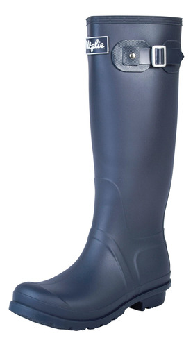 Botas Lluvia Altas Mujer Wellington Bottplie Azul Navy Matte