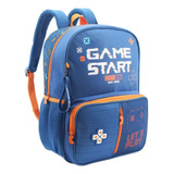 Mochila Espalda Reforzada Escolar Gamer Star 16 Lts Lsyd Color Azul Diseño De La Tela Game Stars