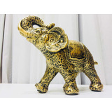Elefante Decorativo Em Resina Indiano Sabedoria Sorte Ouro