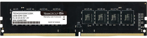 Memoria Ram Teamgroup 32 Gb, Ddr4, 3200mhz Pc4-25600