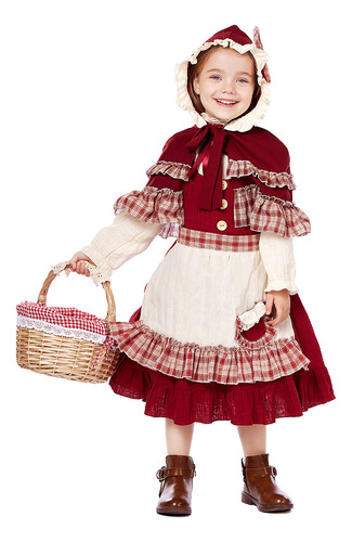 Disfraz De Caperucita Roja De Encaje Lolita Para Niños