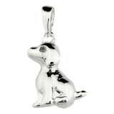 Dije Plata Perro Con Piedra Circón Transparente En Ojo.