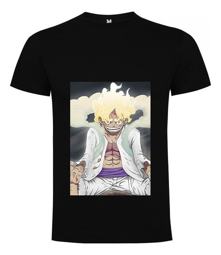 Polera Unisex One Piece - Luffy Sun God Nika Gear 5 White 