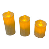 Juego 3 Velas Led C Movimiento Importadas De 11-9-7cm A Pila