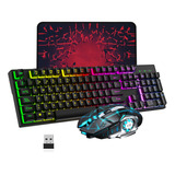 Kit Teclado Mecanico Inalambrico rgb Español Por Pc 3 En 1