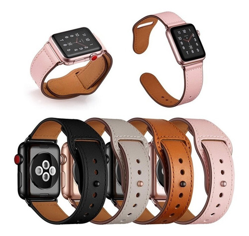 Correa Cuero Genuino Lujo 7 Colores Para Reloj Apple Watch