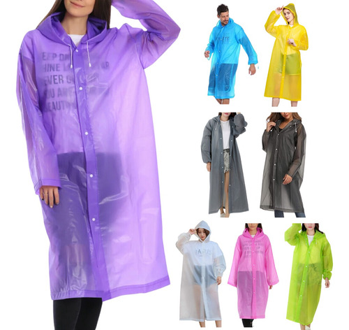 Capa De Chuva Impermeável Pvc Com Capuz Transparente Unissex