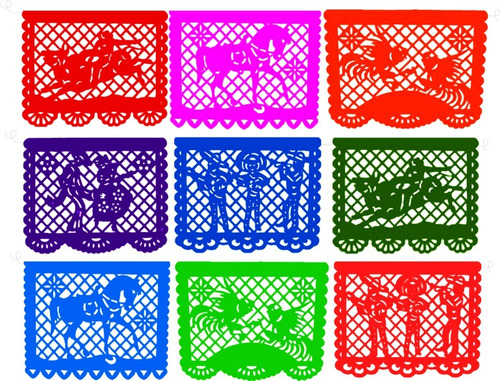 Decoración Papel Picado Charrería Plástico 10 Tiras