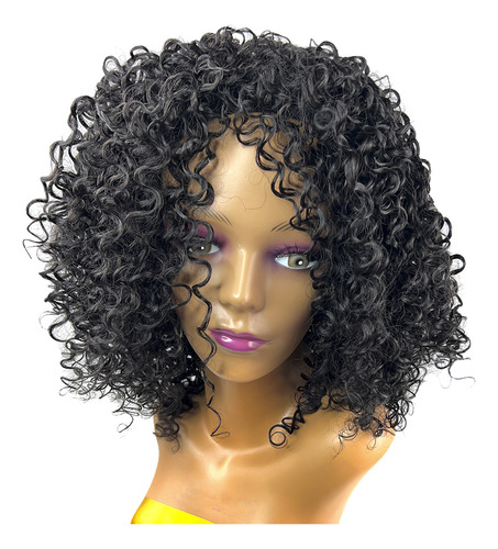 Peruca Lace Wig Organica Cacheada Cabelo Afro Premium Curta