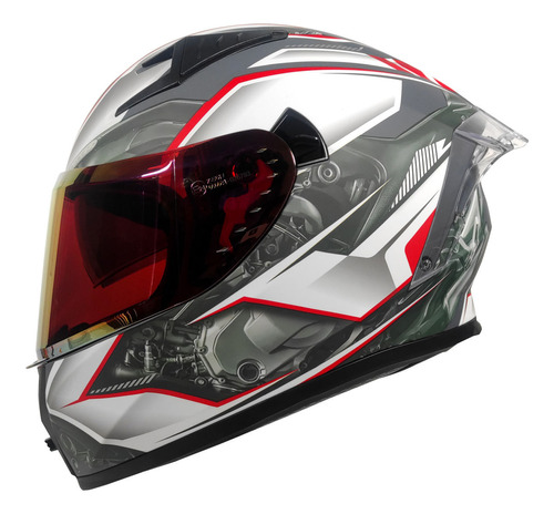 Casco Moto Techx2 Muffer Gris/blanco/rojo Z501 Ecer22-06 Tx2