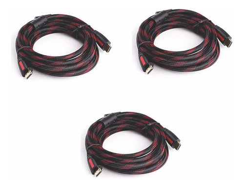 Pack 3 Cables Hdmi 5 Metros Full Hd Uso Rudo