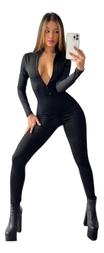 Catsuit Mono Lycra Elastizado Manga Larga Con Cierre