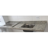 Pia Cozinha Granito Bco Dallas 2,20x0,60m Cuba+furo Cooktop