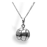 Dije Collar Balón Voleibol Plata 925 Voleyball Con Cadena