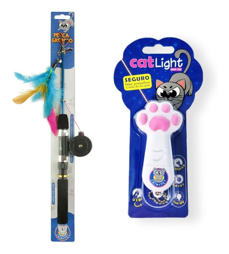 Kit Premium De Brinquedos Gatos Catmypet Vara Pesca E Laser