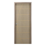 Kit Porta De Madeira Decorada 215x94cm Com Batente De Mdf