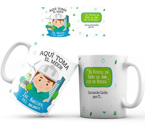 Mug Pocillo Ingeniero Ambiental Regalo Aquí Toma Taza