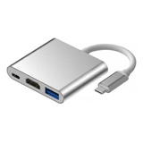 Hub Adaptador Usb 3.0 Tipo C A 3 En 1 Hdmi Carga Pd